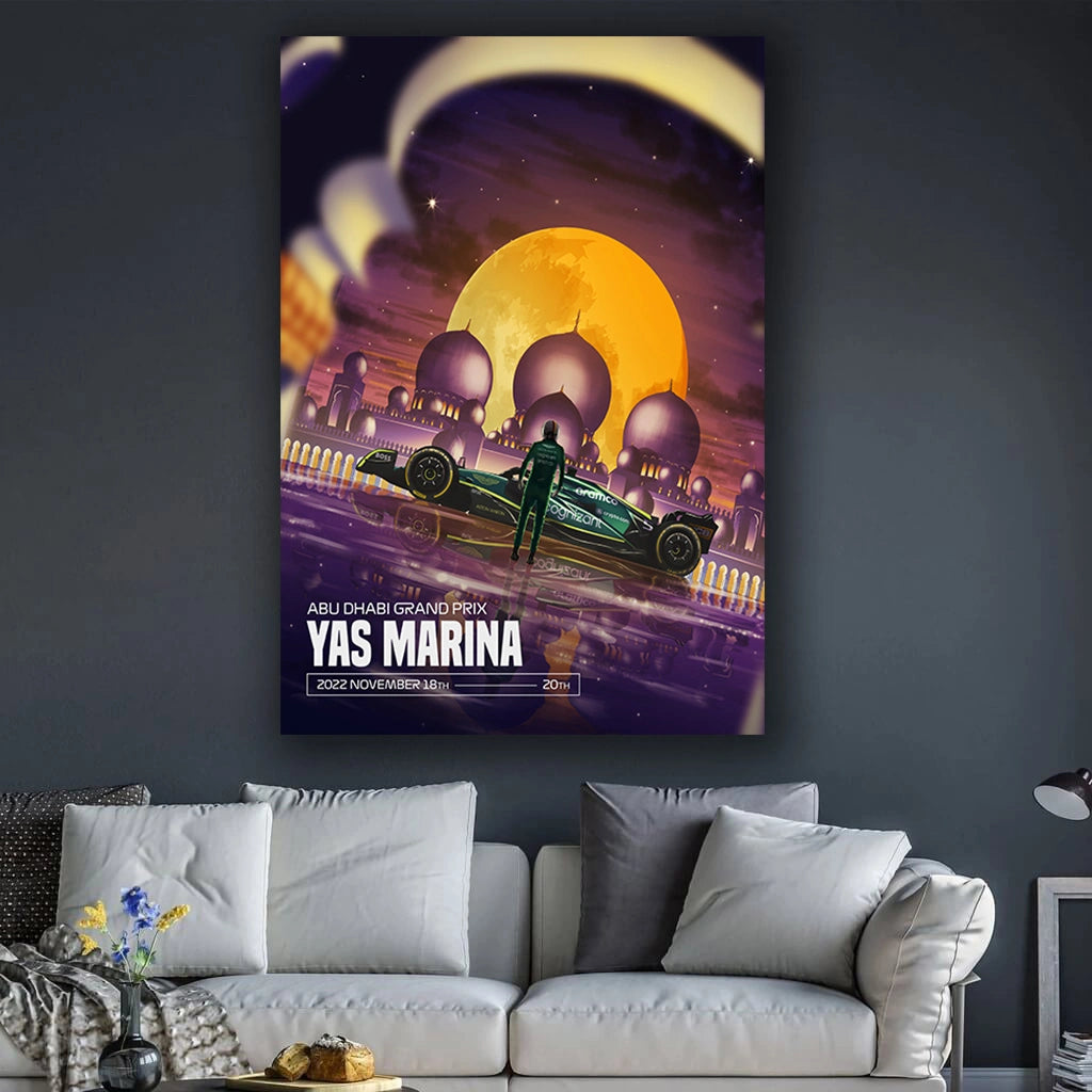 Arabian Night Circuit - F1 Racing Car Canvas Print, Premium Formula 1 Motorsport Wall Art for Living Room & Office (Ready to Hang)