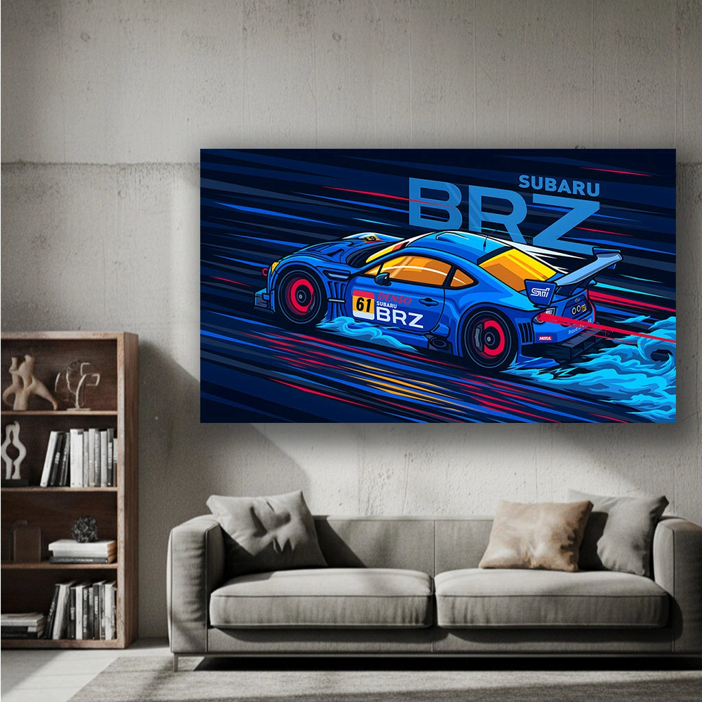 Neon Velocity BRZ - Luxury Sports Car Canvas Wall Art, Modern Supercar Print for Living Room & Office Decor (High-Definition)