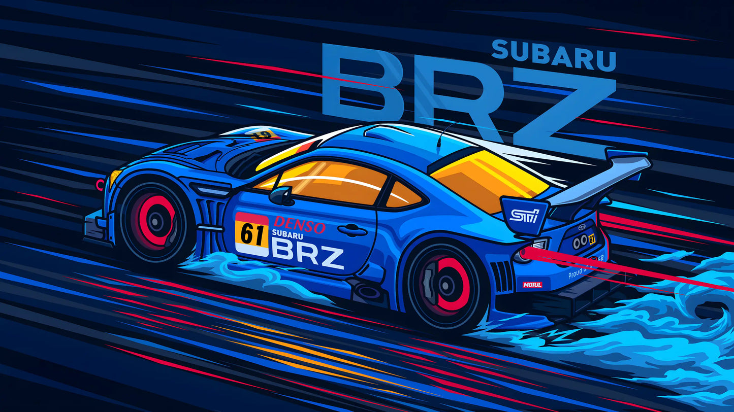 Neon Velocity BRZ - Luxury Sports Car Canvas Wall Art, Modern Supercar Print for Living Room & Office Decor (High-Definition)