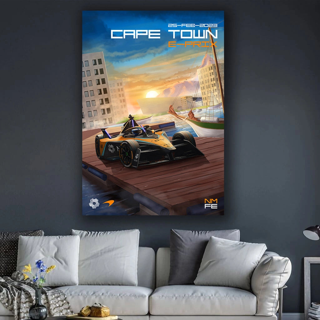 Harbor Charge - Cape Town E-Prix - F1 Racing Car Canvas Print, Premium Formula 1 Motorsport Wall Art for Living Room & Office (Ready to Hang)
