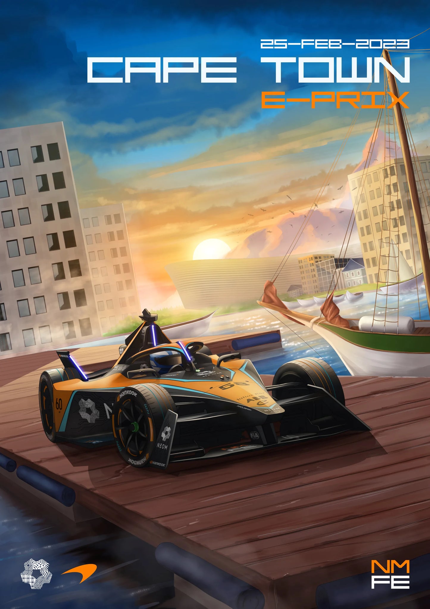 Harbor Charge - Cape Town E-Prix - F1 Racing Car Canvas Print, Premium Formula 1 Motorsport Wall Art for Living Room & Office (Ready to Hang)