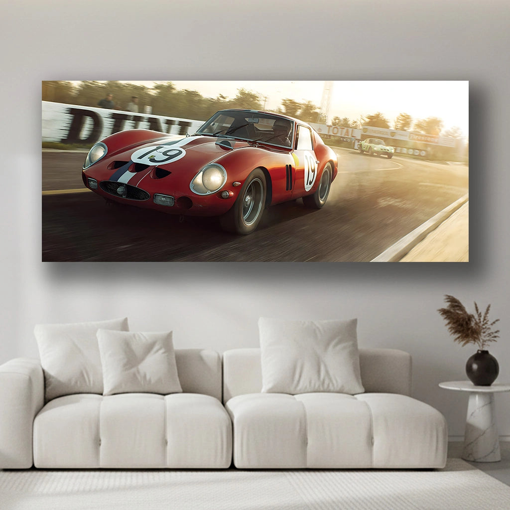 Crimson Heritage Run - Luxury Sports Car Canvas Wall Art, Modern Supercar Print for Living Room & Office Decor (High-Definition)