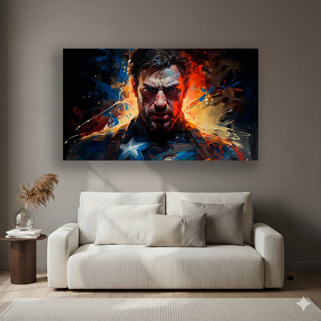 Cold War Patriot - Superhero Canvas Wall Art, Comic Book Inspired Canvas Print for Gaming Room & Teen Bedroom (Vibrant Colors)