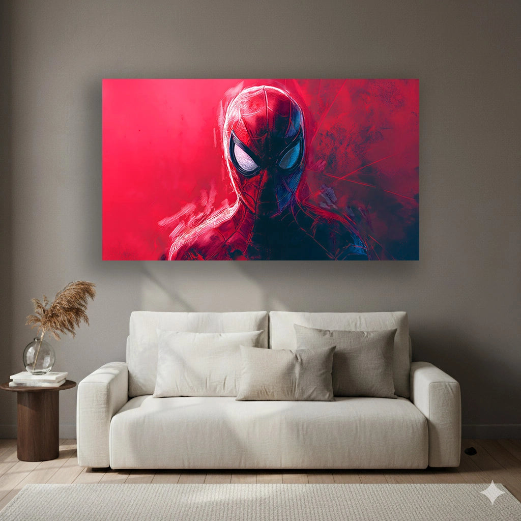 Crimson Vigilante  - Superhero Canvas Wall Art, Comic Book Inspired Canvas Print for Gaming Room & Teen Bedroom (Vibrant Colors)