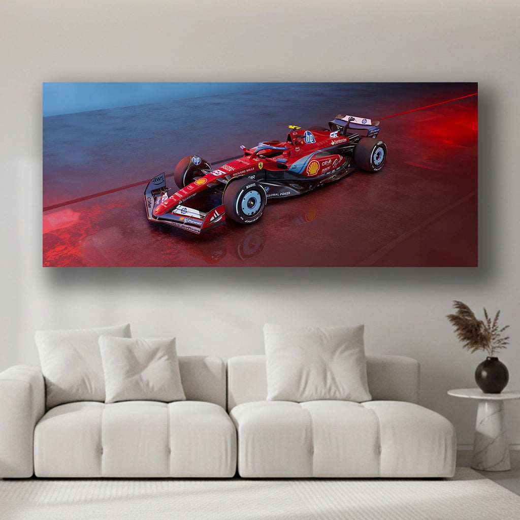 Crimson Velocity - Luxury Sports Car Canvas Wall Art, Modern Supercar Print for Living Room & Office Decor (High-Definition)