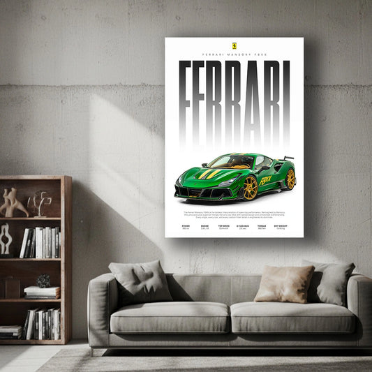 Emerald Dominance - Luxury Sports Car Canvas Wall Art, Modern Supercar Print for Living Room & Office Decor (High-Definition)