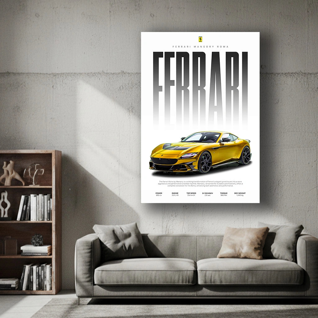 Gilded Precision - Luxury Sports Car Canvas Wall Art, Modern Supercar Print for Living Room & Office Decor (High-Definition)