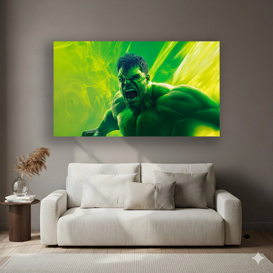 Gamma Unleashed - Superhero Canvas Wall Art, Comic Book Inspired Canvas Print for Gaming Room & Teen Bedroom (Vibrant Colors)