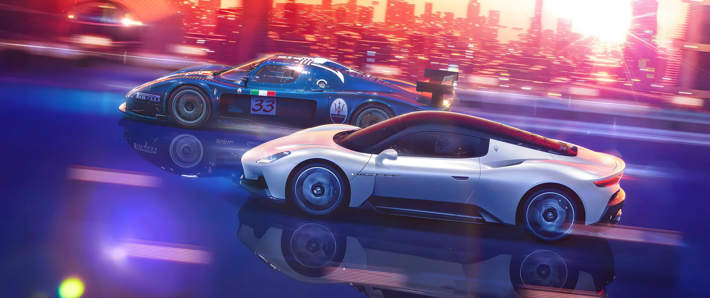 Neon Velocity - Luxury Sports Car Canvas Wall Art, Modern Supercar Print for Living Room & Office Decor (High-Definition)