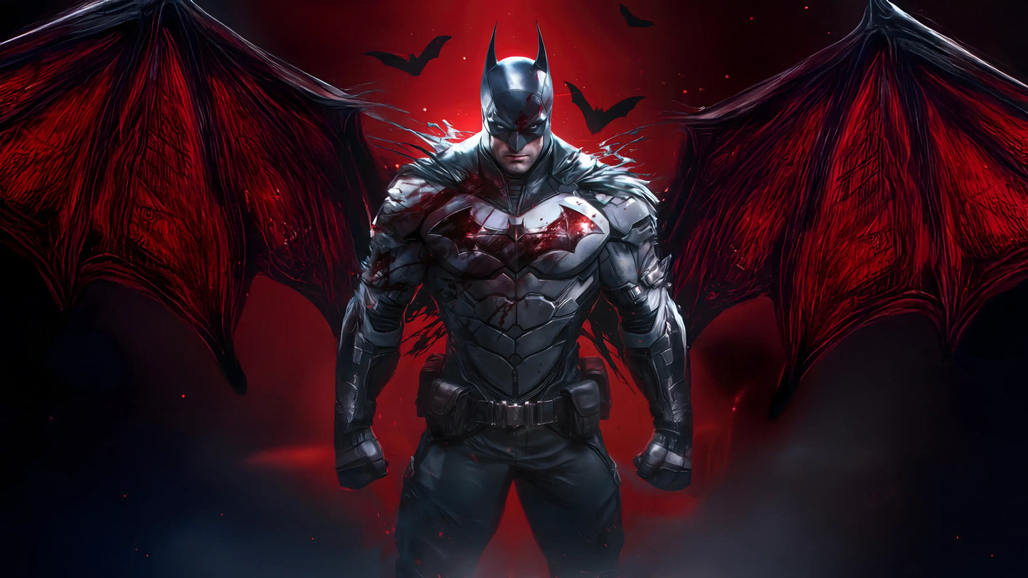 Crimson Nocturne - Superhero Canvas Wall Art, Comic Book Inspired Canvas Print for Gaming Room & Teen Bedroom (Vibrant Colors)