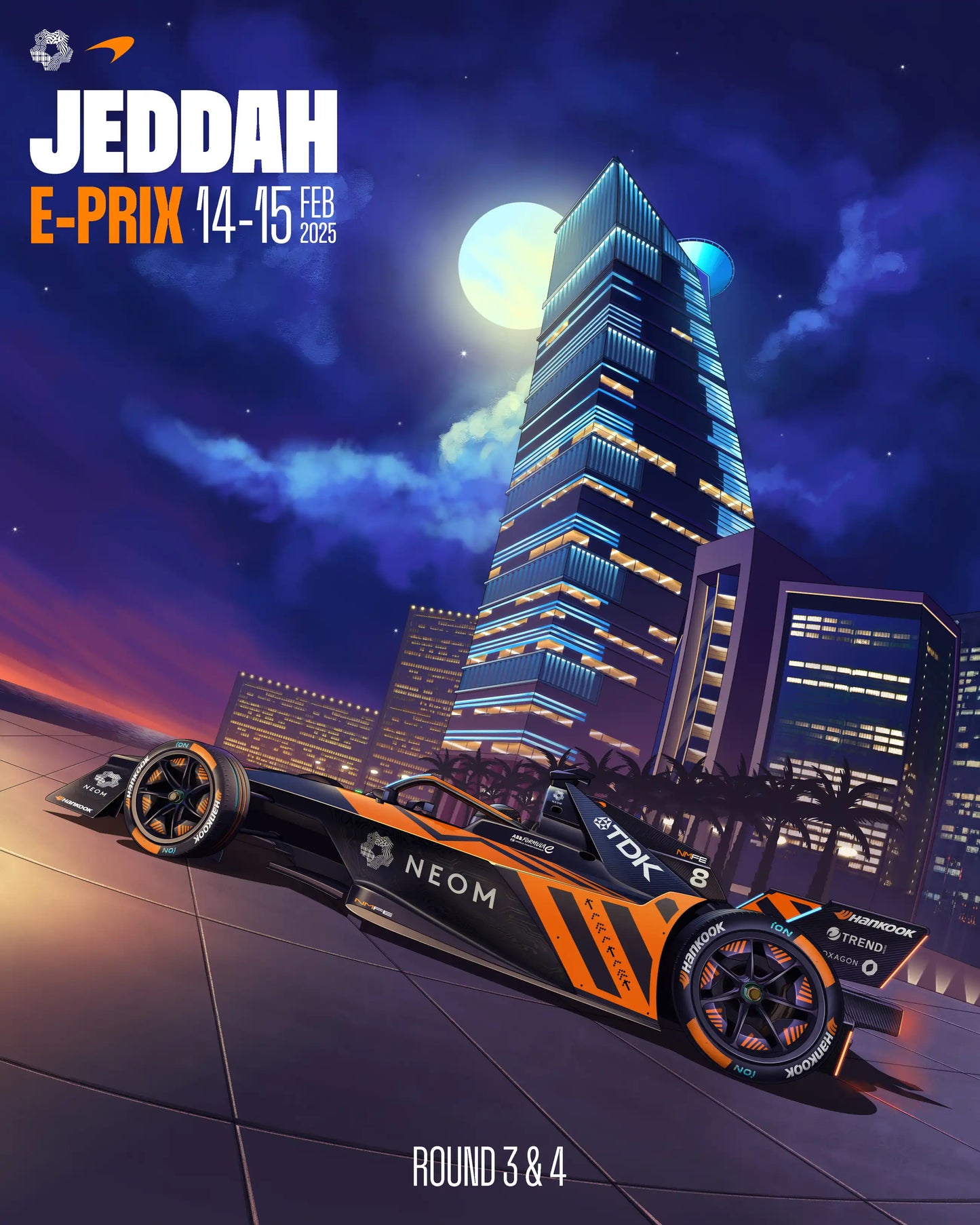 Midnight Velocity Jeddah - F1 Racing Car Canvas Print, Premium Formula 1 Motorsport Wall Art for Living Room & Office (Ready to Hang)