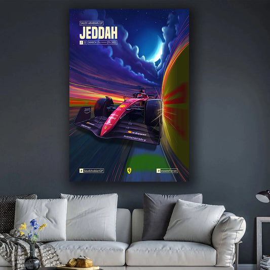 Jeddah Speed Zenith - F1 Racing Car Canvas Print, Premium Formula 1 Motorsport Wall Art for Living Room & Office (Ready to Hang)