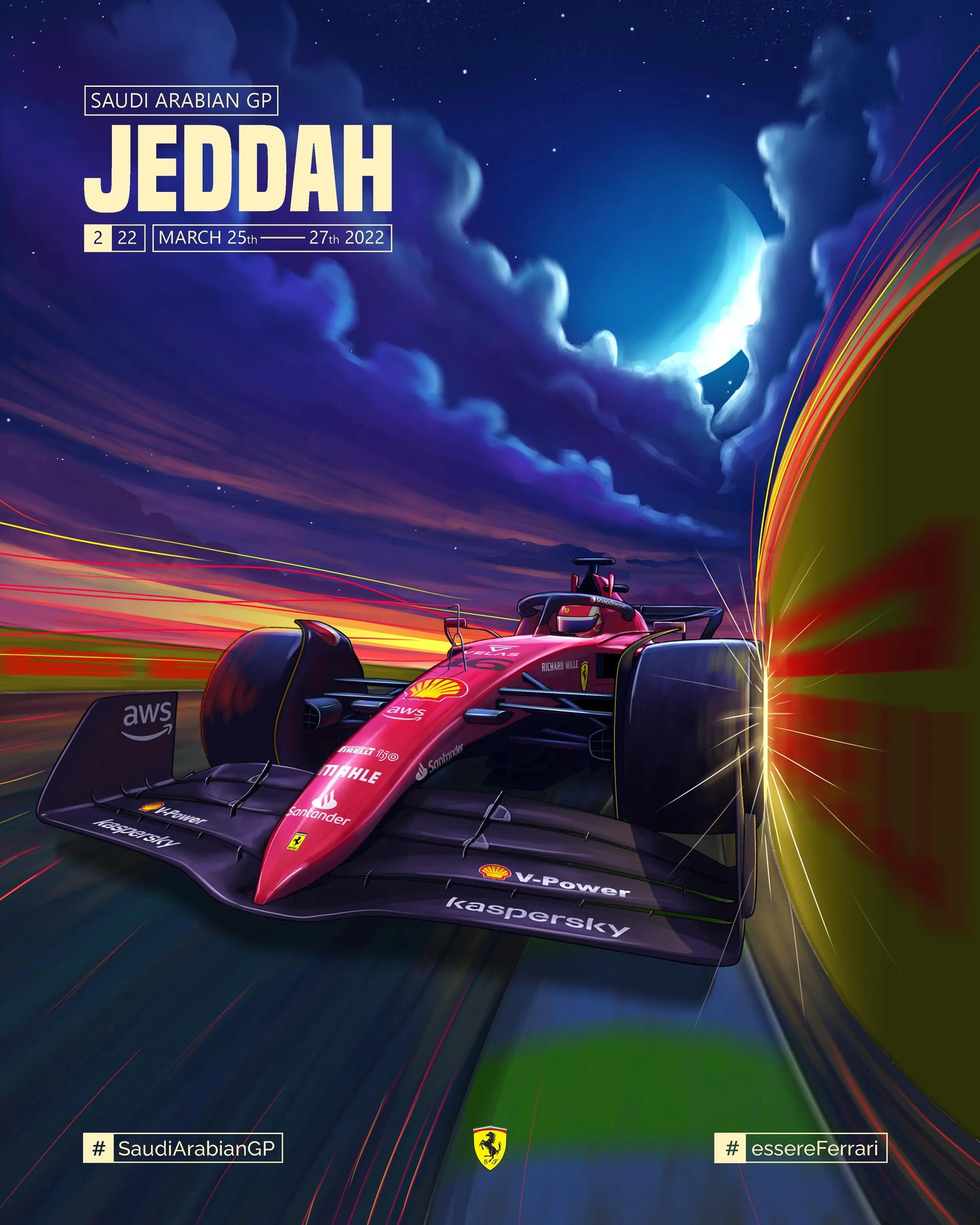 Jeddah Speed Zenith - F1 Racing Car Canvas Print, Premium Formula 1 Motorsport Wall Art for Living Room & Office (Ready to Hang)