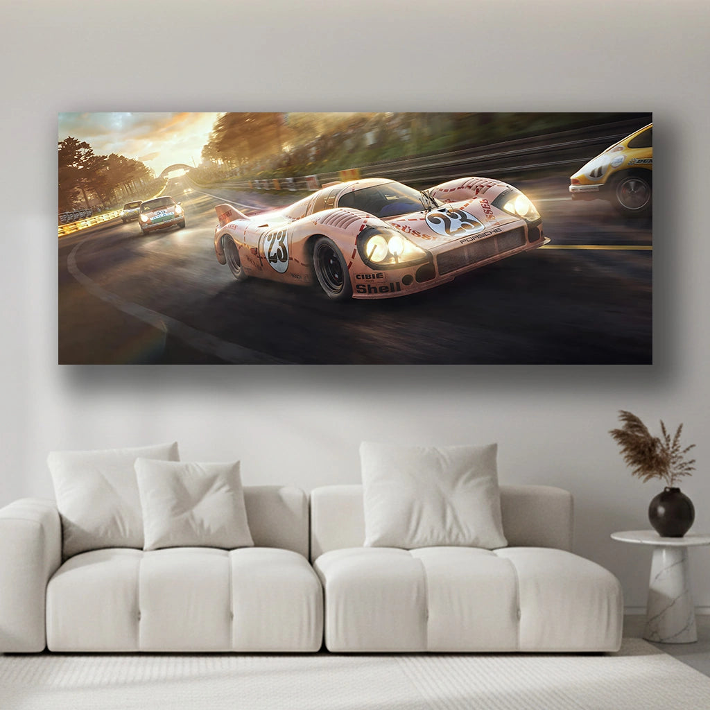 Endurance at Dusk - Luxury Sports Car Canvas Wall Art, Modern Supercar Print for Living Room & Office Decor (High-Definition)