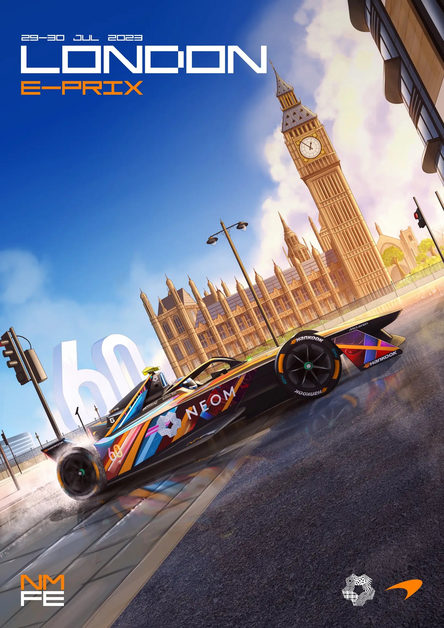 London Night Blitz - F1 Racing Car Canvas Print, Premium Formula 1 Motorsport Wall Art for Living Room & Office (Ready to Hang)