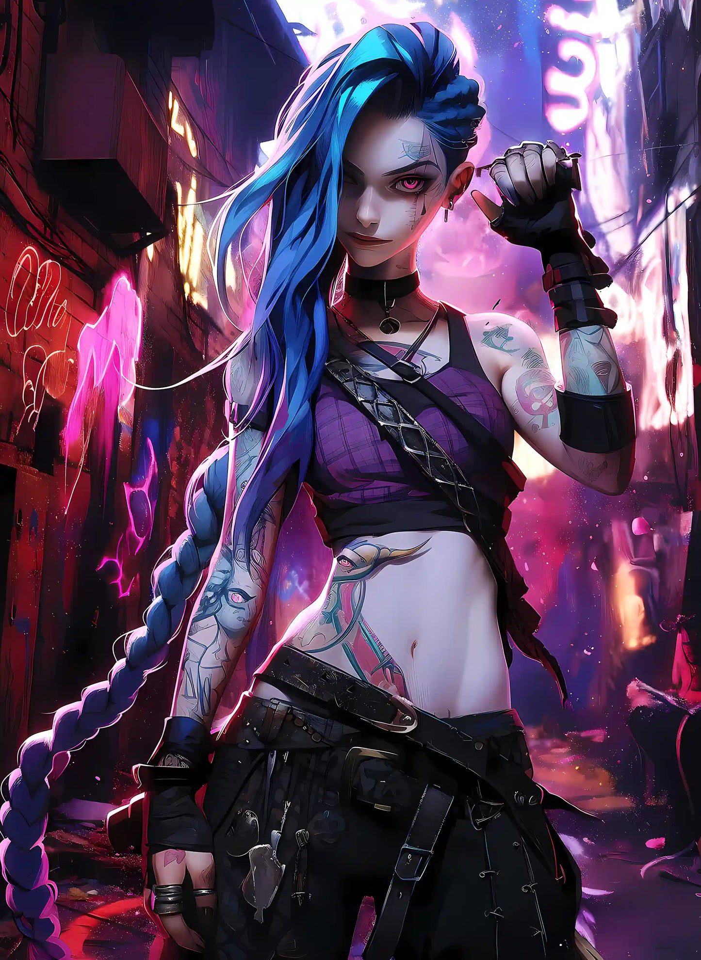 Neon Rebellion - Anime Canvas Wall Art, Premium Manga Poster Print for Gaming Room & Bedroom (Ready to Hang)