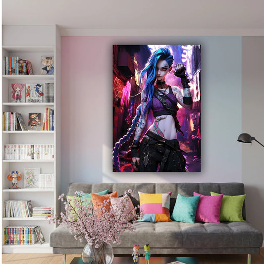 Neon Rebellion - Anime Canvas Wall Art, Premium Manga Poster Print for Gaming Room & Bedroom (Ready to Hang)