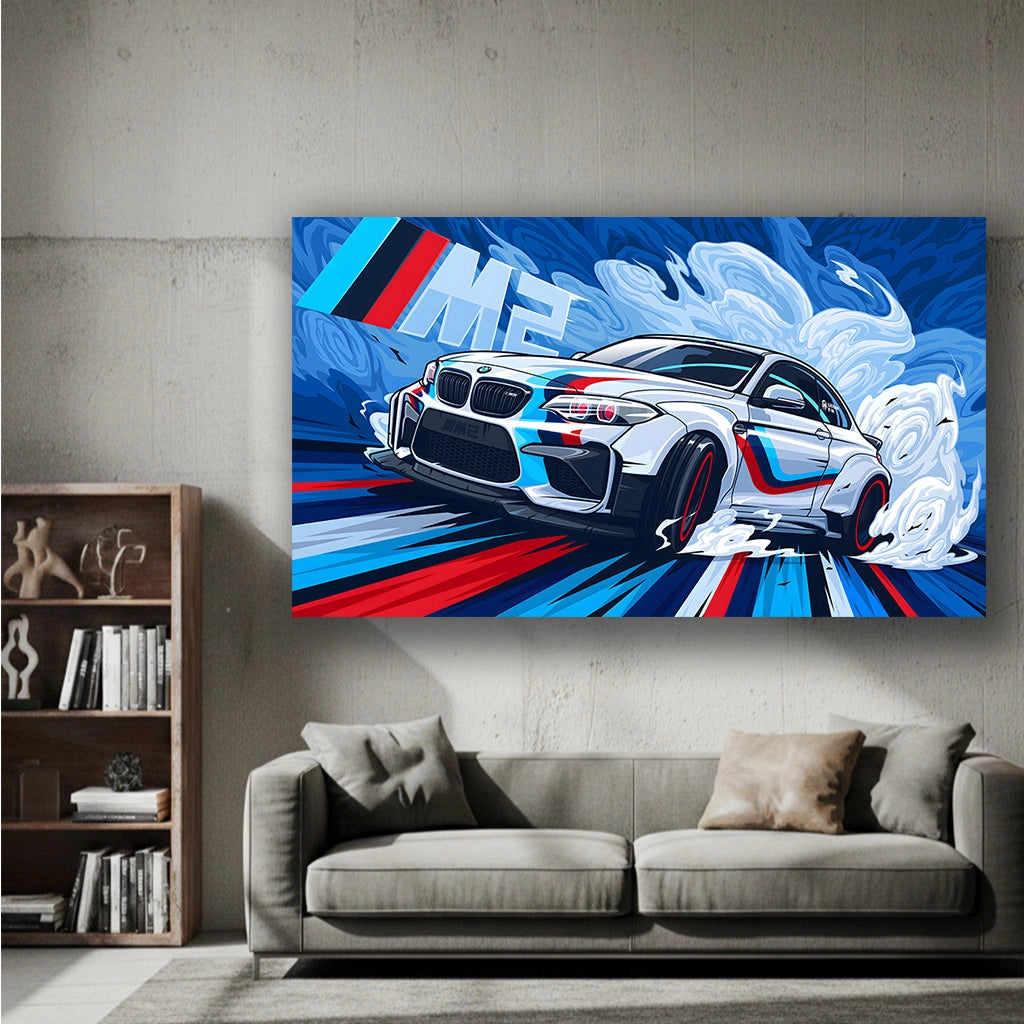 M Power Unleashed - Luxury Sports Car Canvas Wall Art, Modern Supercar Print for Living Room & Office Decor (High-Definition)
