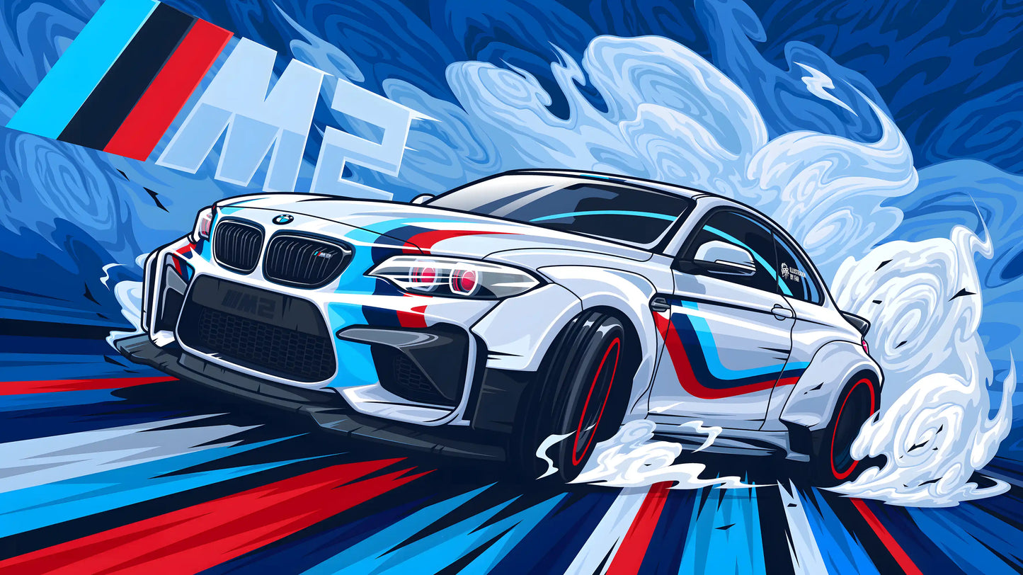 M Power Unleashed - Luxury Sports Car Canvas Wall Art, Modern Supercar Print for Living Room & Office Decor (High-Definition)