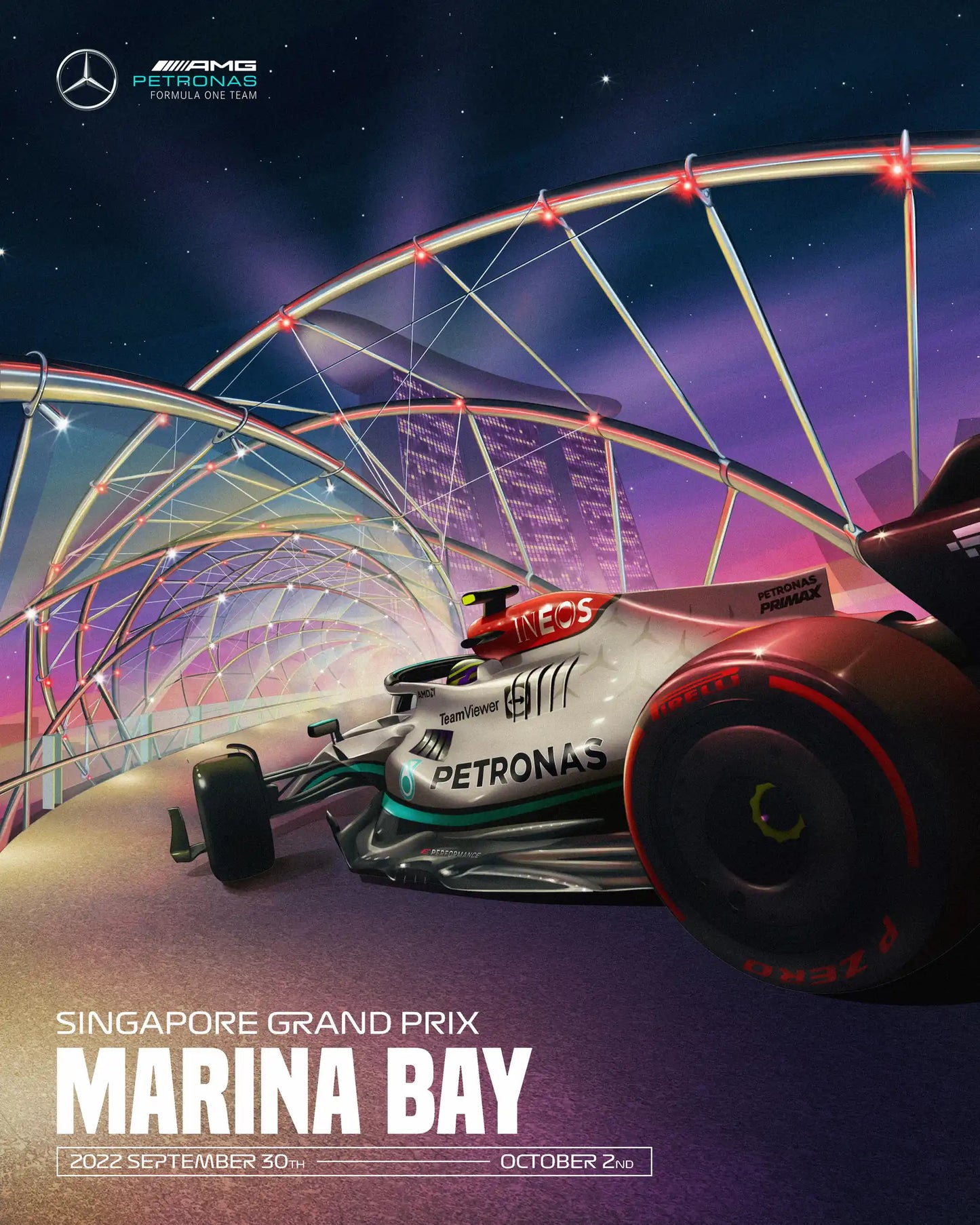 Marina Bay Hyperion - F1 Racing Car Canvas Print, Premium Formula 1 Motorsport Wall Art for Living Room & Office (Ready to Hang)