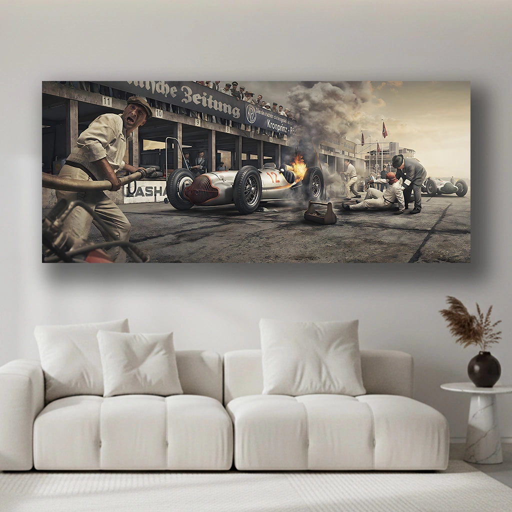 Flames of Valor - Luxury Sports Car Canvas Wall Art, Modern Supercar Print for Living Room & Office Decor (High-Definition)