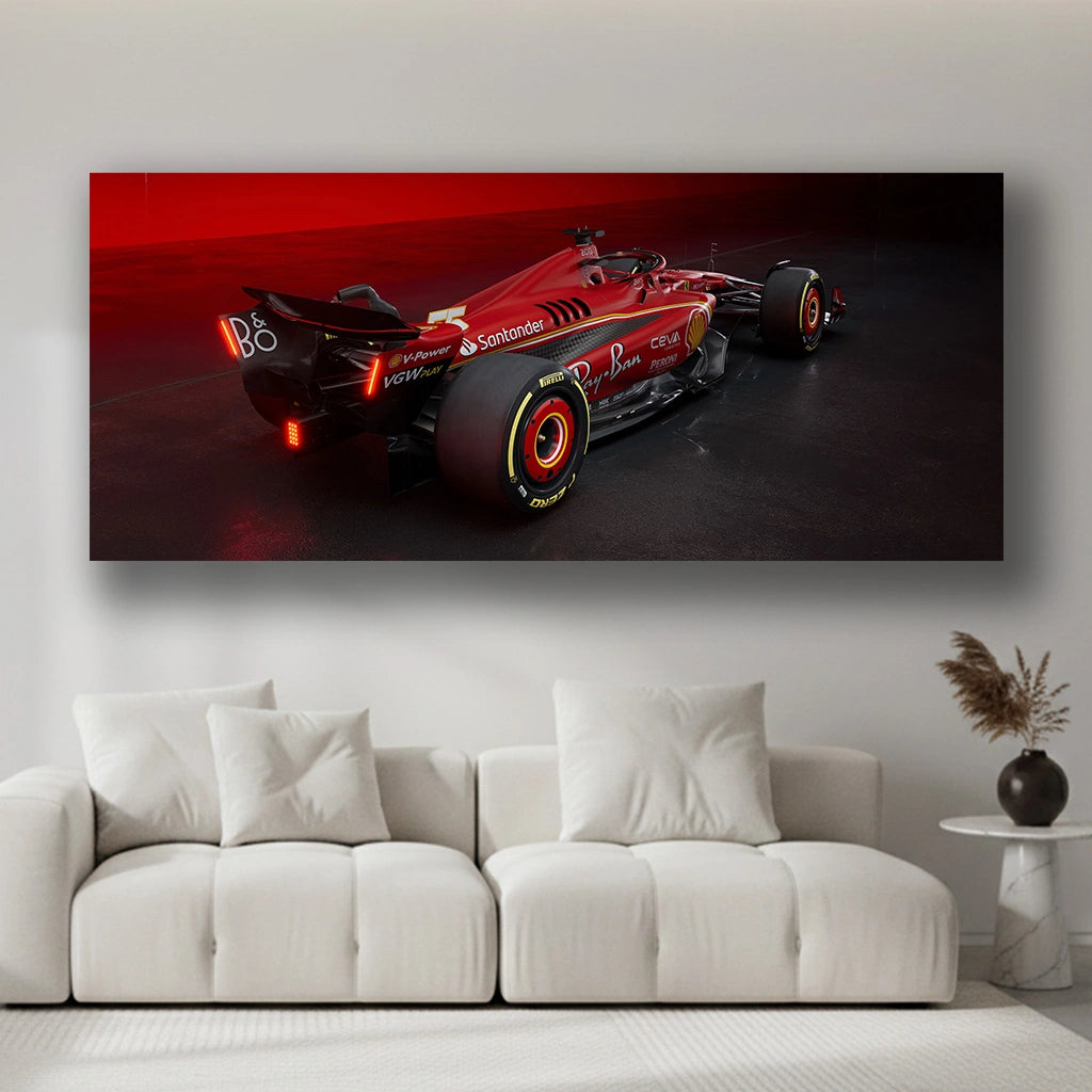 Scarlet Velocity - Luxury Sports Car Canvas Wall Art, Modern Supercar Print for Living Room & Office Decor (High-Definition)