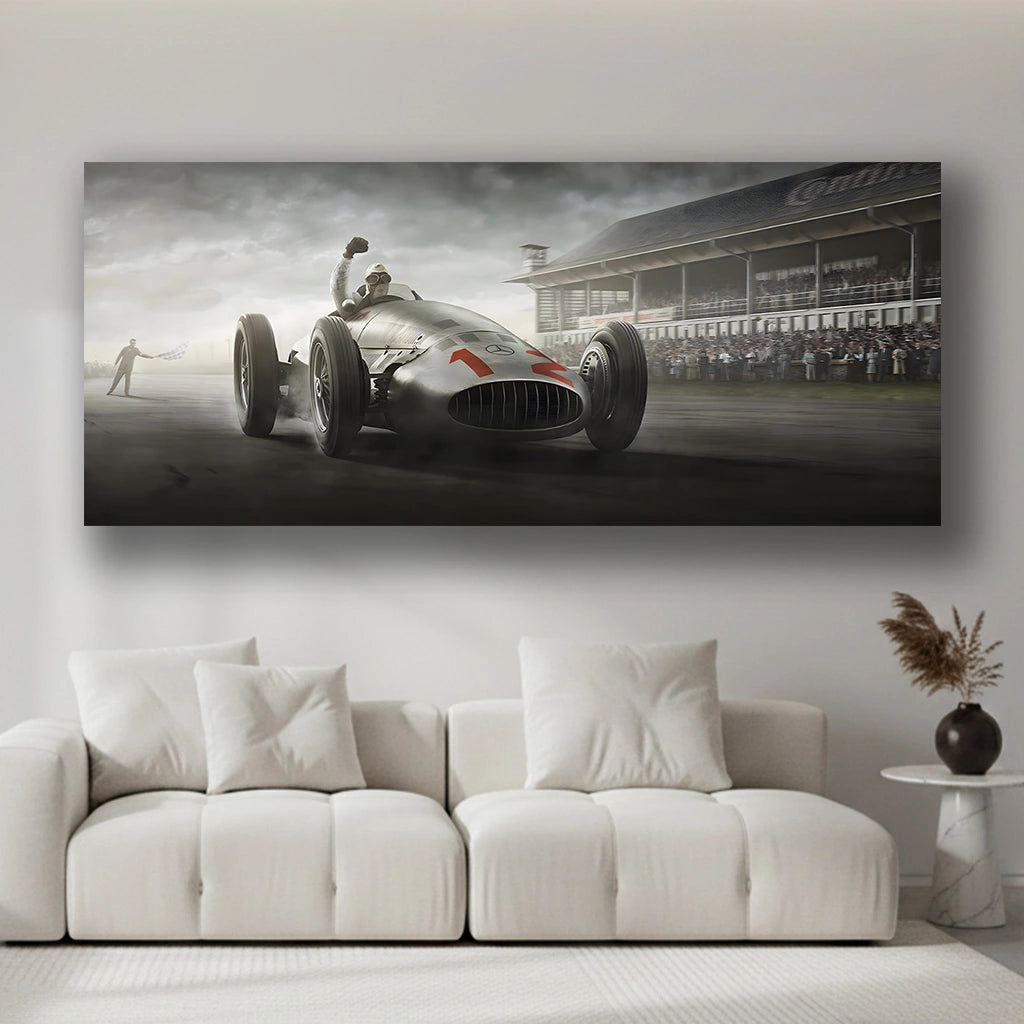 Silver Triumph - Luxury Sports Car Canvas Wall Art, Modern Supercar Print for Living Room & Office Decor (High-Definition)