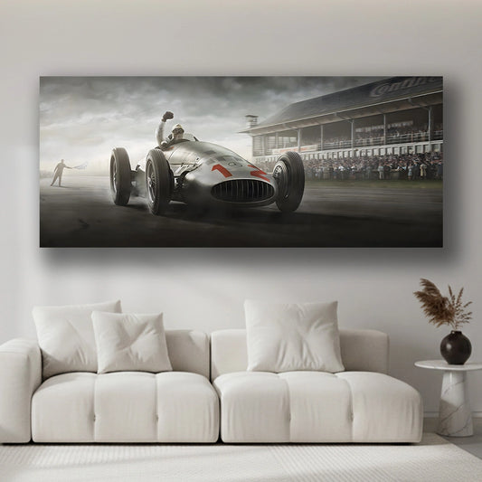 Silver Triumph - Luxury Sports Car Canvas Wall Art, Modern Supercar Print for Living Room & Office Decor (High-Definition)