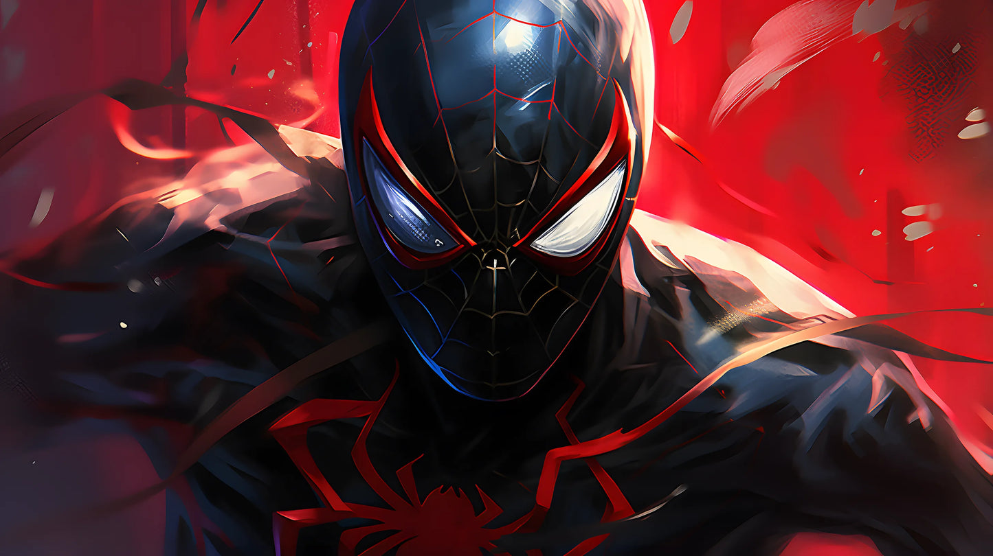 Crimson Web Ascension - Superhero Canvas Wall Art, Comic Book Inspired Canvas Print for Gaming Room & Teen Bedroom (Vibrant Colors)