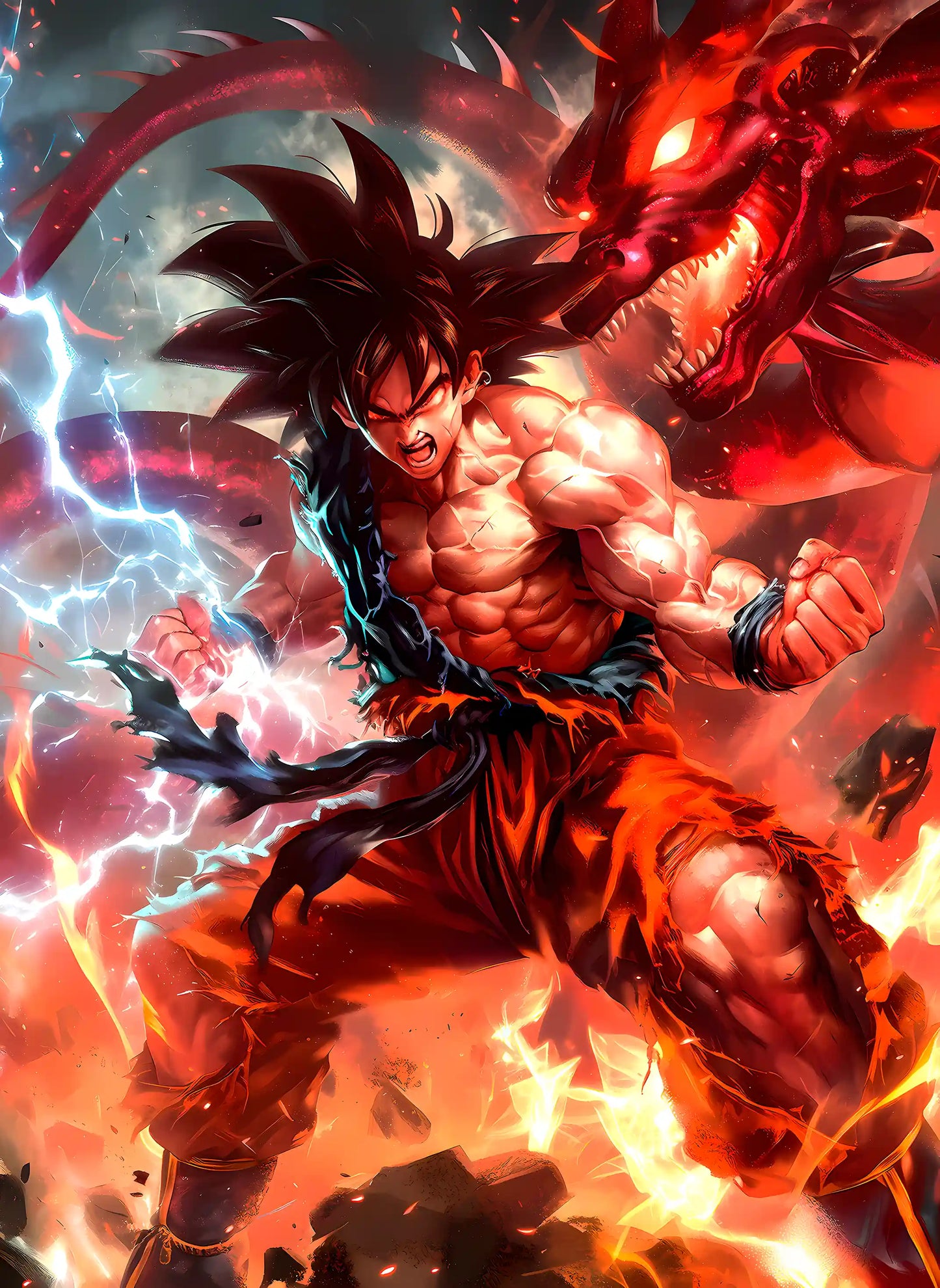 Dragonbound Fury - Anime Canvas Wall Art, Premium Manga Poster Print for Gaming Room & Bedroom (Ready to Hang)