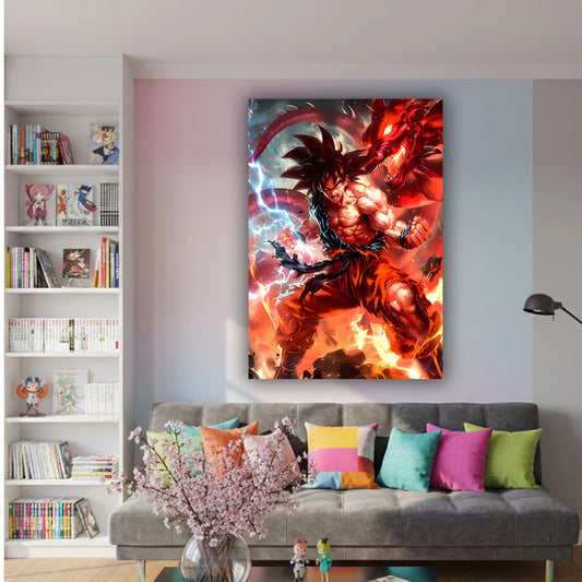 Dragonbound Fury - Anime Canvas Wall Art, Premium Manga Poster Print for Gaming Room & Bedroom (Ready to Hang)