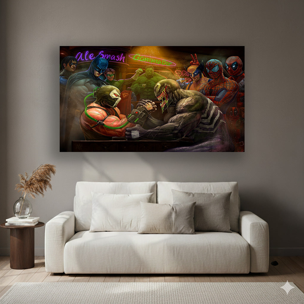 Symbiote Showdown - Superhero Canvas Wall Art, Comic Book Inspired Canvas Print for Gaming Room & Teen Bedroom (Vibrant Colors)
