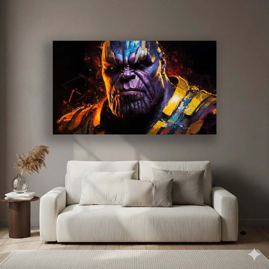 The Mad Titan - Superhero Canvas Wall Art, Comic Book Inspired Canvas Print for Gaming Room & Teen Bedroom (Vibrant Colors)