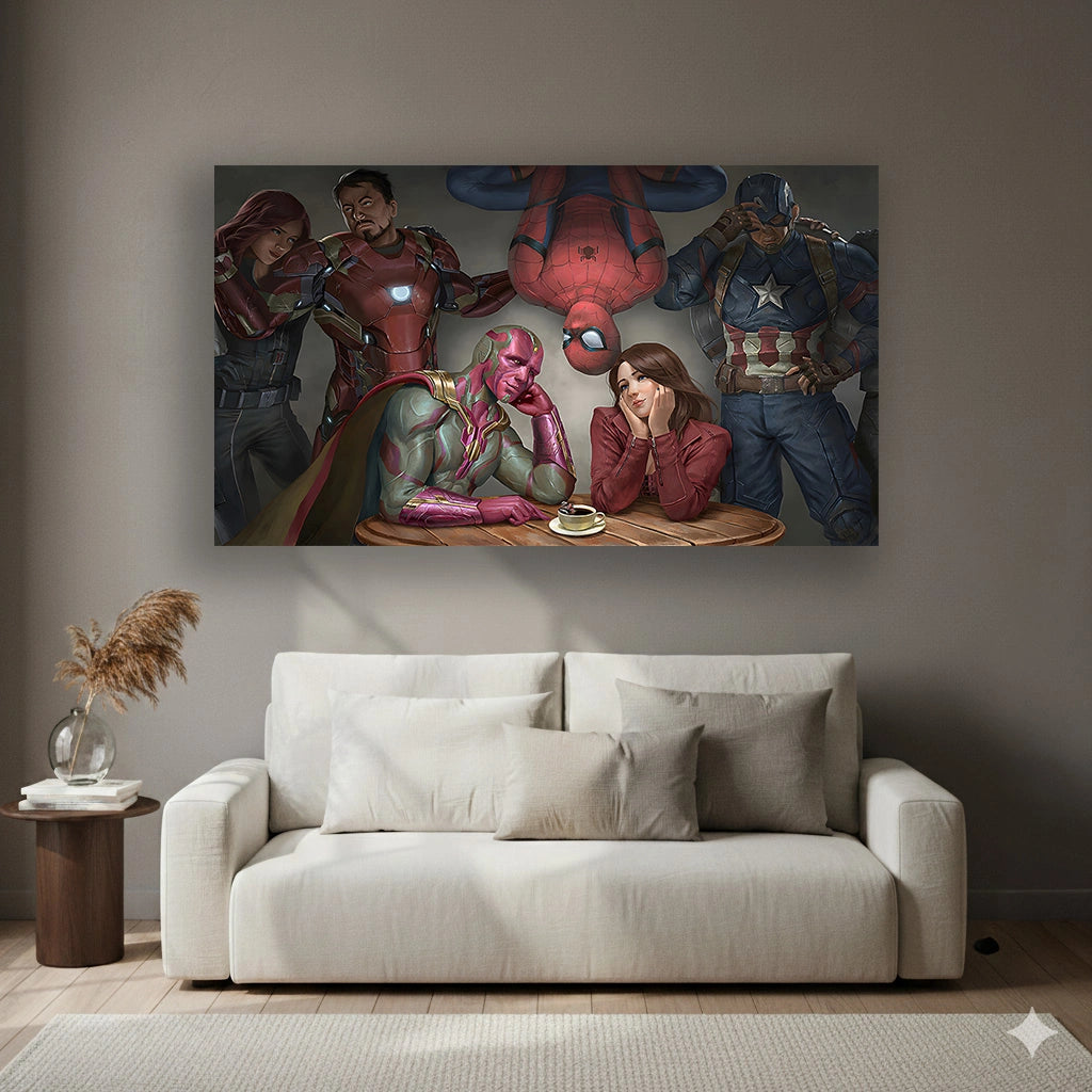The Syndicate Table - Superhero Canvas Wall Art, Comic Book Inspired Canvas Print for Gaming Room & Teen Bedroom (Vibrant Colors)