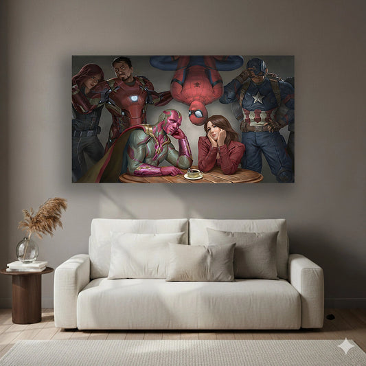 The Syndicate Table - Superhero Canvas Wall Art, Comic Book Inspired Canvas Print for Gaming Room & Teen Bedroom (Vibrant Colors)