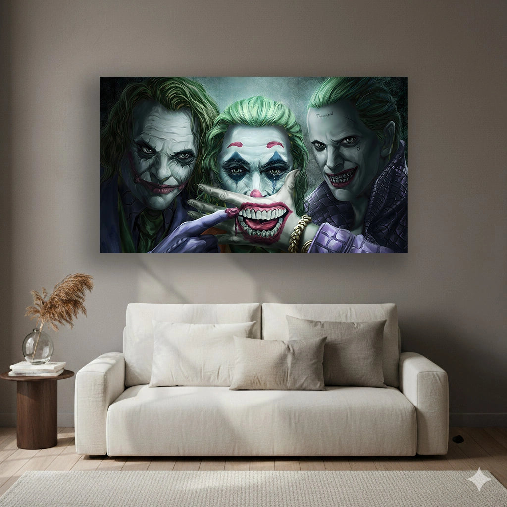The Three Faces of Madness - Superhero Canvas Wall Art, Comic Book Inspired Canvas Print for Gaming Room & Teen Bedroom (Vibrant Colors)