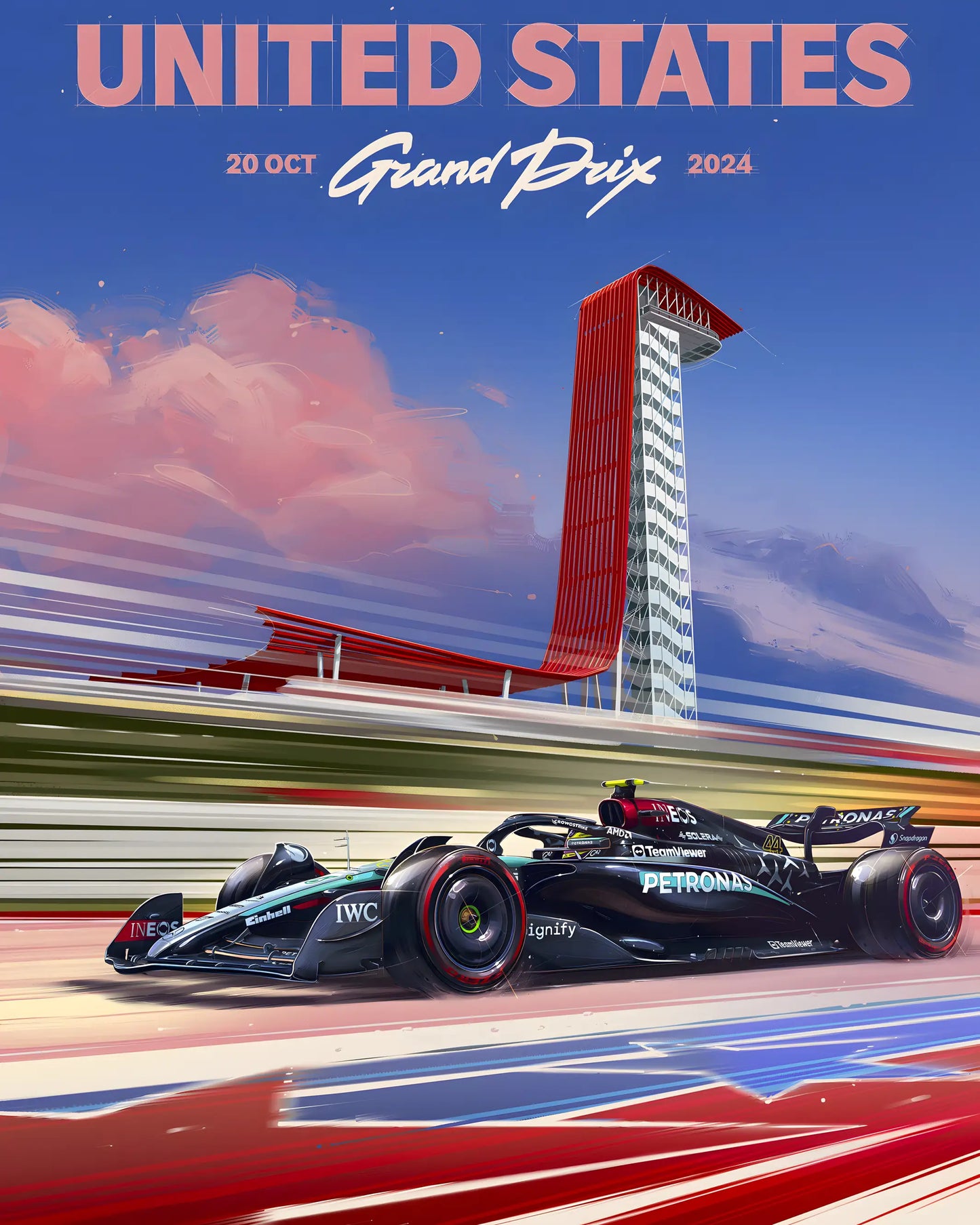 United States Grand Stand - F1 Racing Car Canvas Print, Premium Formula 1 Motorsport Wall Art for Living Room & Office (Ready to Hang)