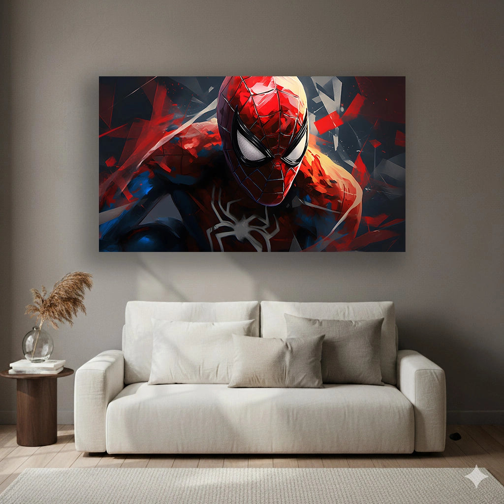 Wall-Crawler’s Web - Superhero Canvas Wall Art, Comic Book Inspired Canvas Print for Gaming Room & Teen Bedroom (Vibrant Colors)