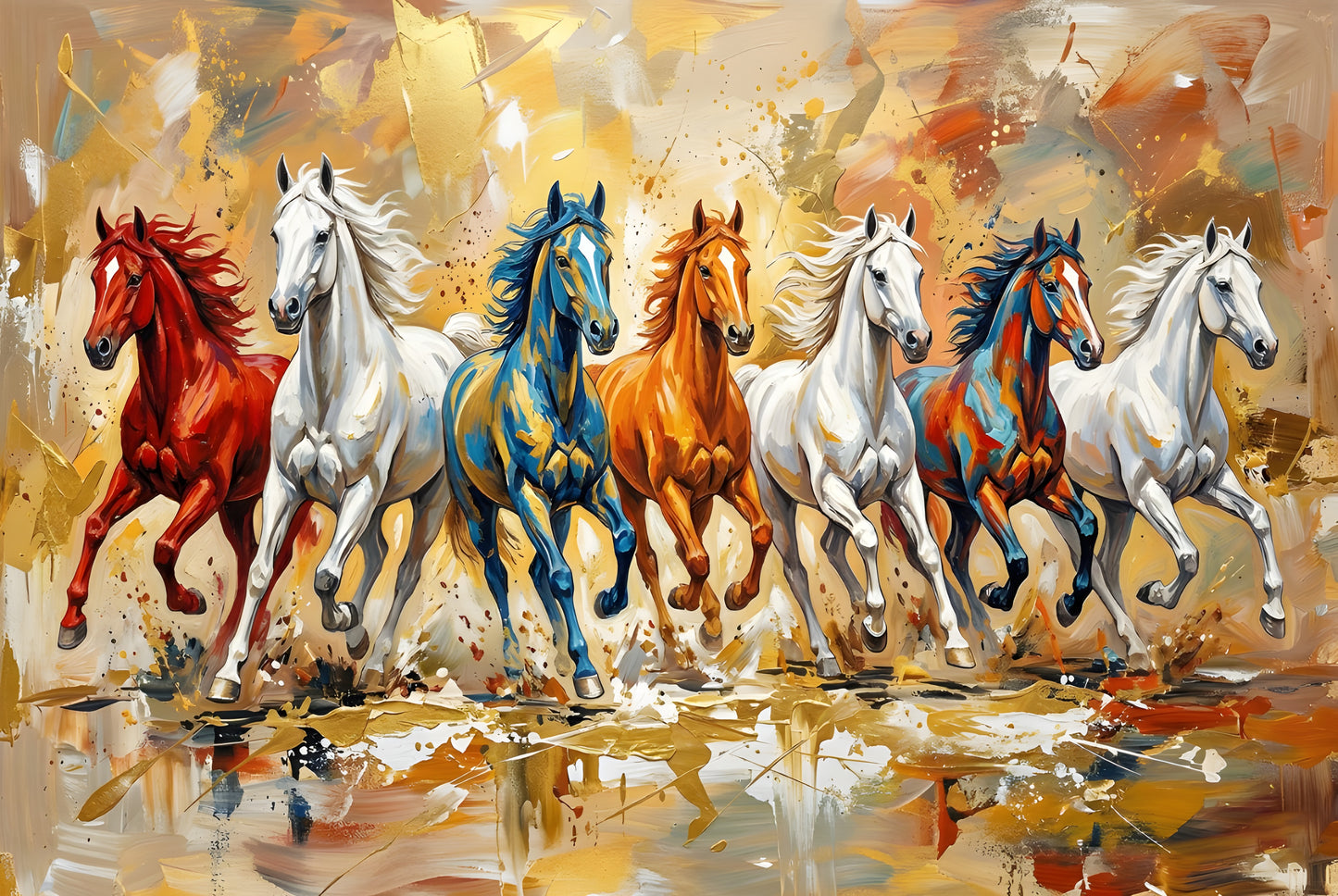 7 Horses Vastu Painting